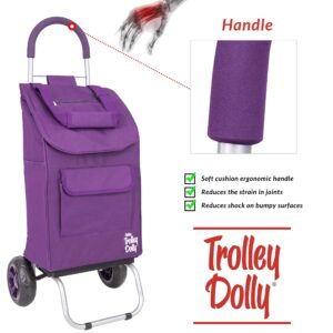 dbest products Trolley Dolly Purple Bungee Cord Bundle Foldable Shopping cart for Groceries with Wheels and Removable Bag and Rolling Personal Handtruck Standard, 1 Unit