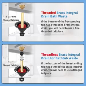 ABS Freestanding Tub Drain Rough-in Kit Upgrade bathtub Drain kit with Brass Tail Pipes and ABS Plastic Adapter, Fit for all freestanding bathtub Floor Mounted Bathtub and Copper Bathtub