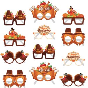 katchon, happy thanksgiving glasses - pack of 12 | fall thanksgiving party favors for thanksgiving party decorations | turkey glasses, thanksgiving photo booth props | fall thanksgiving decorations