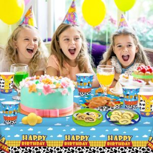 Toy Game Party Birthday Decorations, Toy Birthday Party Favors Supplies 97 Pcs Including Disposable Dinnerware Set Including Tablecloth, Paper Plates, Cups, Napkin, Serves 24 Guest