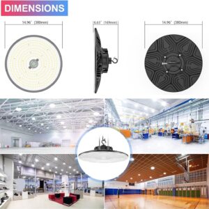 OPENLUX 9 Pack 240W UFO LED High Bay Light 36,000lm 5000K UL Listed Dimmable High Bay LED Shop Light (Dimmer/Remote Controller Included) LED Warehouse Lights 5' Cable AC 100-277V