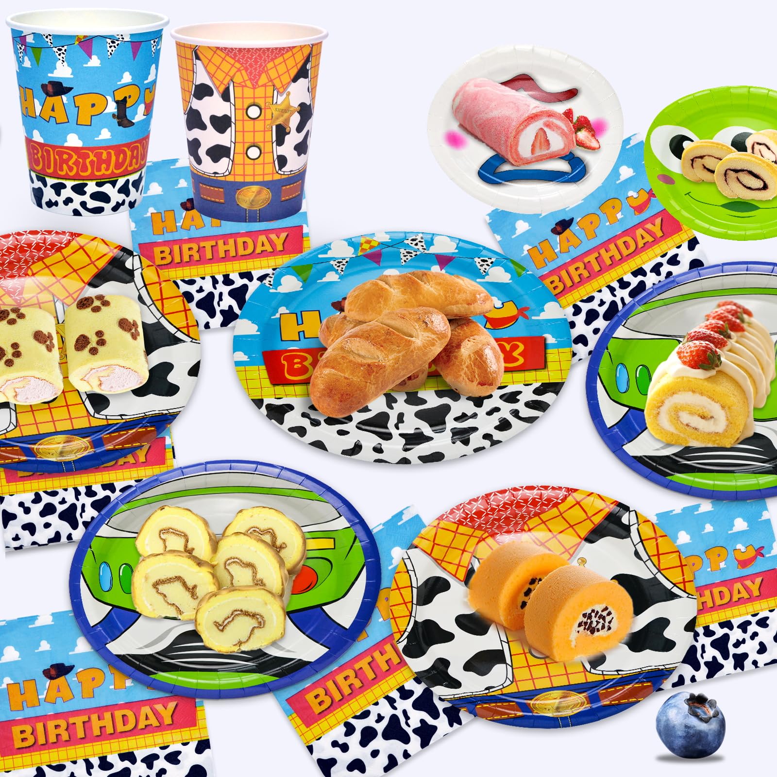 Toy Game Party Birthday Decorations, Toy Birthday Party Favors Supplies 97 Pcs Including Disposable Dinnerware Set Including Tablecloth, Paper Plates, Cups, Napkin, Serves 24 Guest