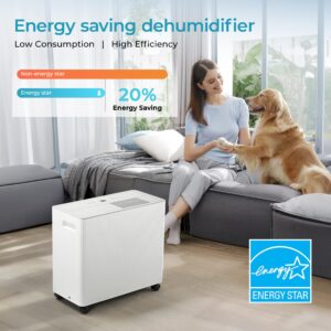 Euhomy 4500 Sq.Ft Energy Star Dehumidifier for Basement with Drain Hose,50 Pint to 110 Pint Large Dehumidifier with 1.59 Gallon Water Tank and Auto Shut-off and 4 Operation Modes for Home