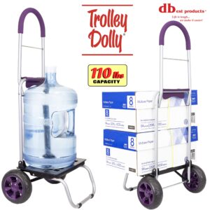 dbest products Trolley Dolly Purple Bungee Cord Bundle Foldable Shopping cart for Groceries with Wheels and Removable Bag and Rolling Personal Handtruck Standard, 1 Unit