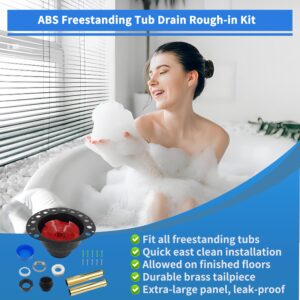 ABS Freestanding Tub Drain Rough-in Kit Upgrade bathtub Drain kit with Brass Tail Pipes and ABS Plastic Adapter, Fit for all freestanding bathtub Floor Mounted Bathtub and Copper Bathtub