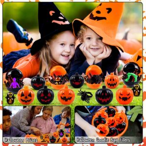 144 pcs Halloween Party Favors for Kids 24 Pack Prefilled Halloween Pumpkin with Halloween Toys, Halloween Treats for Kids, Halloween Goodie Bag Stuffers,Halloween Classroom Prizes