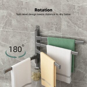 Towel Rack, Black Swivel Towel Aluminum Punch Rustproof Wall Mounted with Expansion Screw for Bedroom for Kitchen (4 Arms)