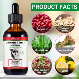 Urinary Tract Infection Treatment for Dogs, Natural Herb Supplement UTI Care Drops, Cranberry Kidney Stones Bladder Support, Keep Pet Dogs Renal Healthier, Bacon Flavor, 60ml