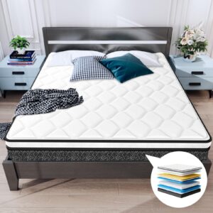 skyday full mattresses, 10 inch cooling full size mattresses in a box, gel memory foam hybrid mattress for motion isolation, pressure relief,medium firm, breathable, certipur-us, 75"x 54"x10"