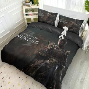 noxozoqm Game Black Myth Wukong 3-Pcs Bed Duvet Cover Set with 1 Duvet Cover + 2 Pillowcases, Game Black Myth Wukong Merch (2,Full (79x90in + 20x30in))