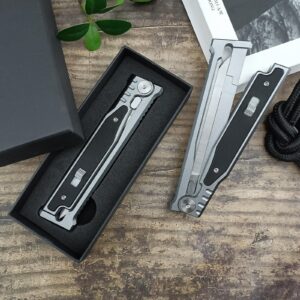 zhagouan 9in large folding carrot knife, tactical locking folding pocket knife, d2 steel blade, t6 aluminium inlay g10 handle, cool edc pocket knife