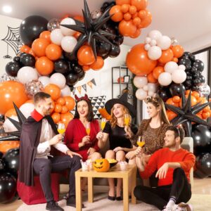 Orange and Black Balloon Garland Arch Kit, 18 12 10 5 Inch Orange Black and White Balloons with Balloons for Birthday Graduation Halloween Party Decorations