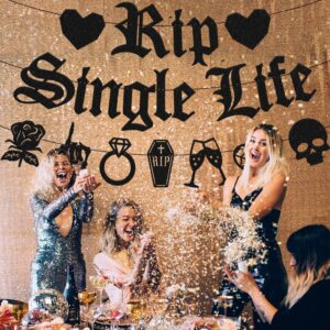 Halloween Bachelorette Party Decorations Rip Single Life Banner Bachelorette Decor Bride or Die Backdrop Death Theme Bridal Shower Wedding Engagement Party Supplies