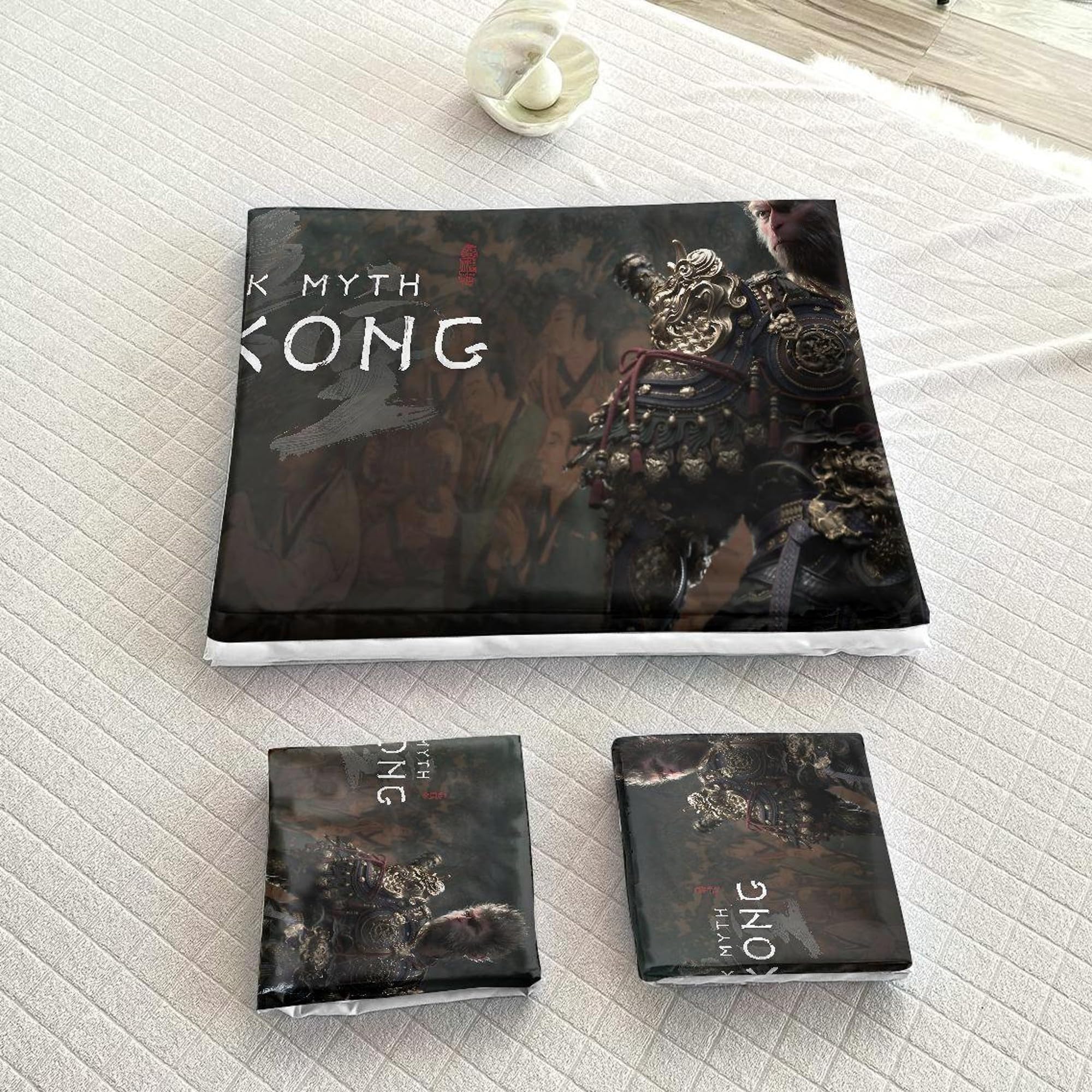 noxozoqm Game Black Myth Wukong 3-Pcs Bed Duvet Cover Set with 1 Duvet Cover + 2 Pillowcases, Game Black Myth Wukong Merch (2,Full (79x90in + 20x30in))