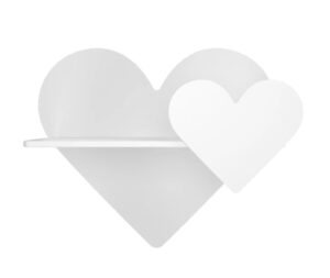 bugybagy decorative heart floating wall mounted shelf for bathroom, bedroom, living room, kitchen, dining room, entryway (white heart)