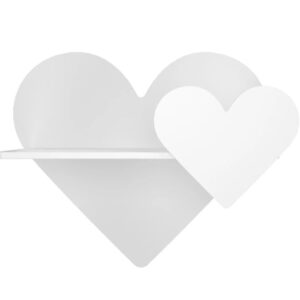 BugyBagy Decorative Heart Floating Wall Mounted Shelf for Bathroom, Bedroom, Living Room, Kitchen, Dining Room, Entryway (White Heart)