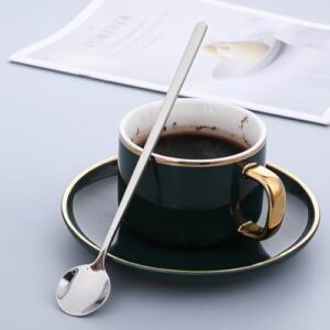 Coffee Spoons, 4 Pcs 6.7 Inch Stainless Steel Coffee Stir Spoons Long Handle Ice Tea Spoon Cocktail Stirring Spoons Coffee Bar Accessories for Coffee Tea Dessert Cake Ice Cream (Silver)