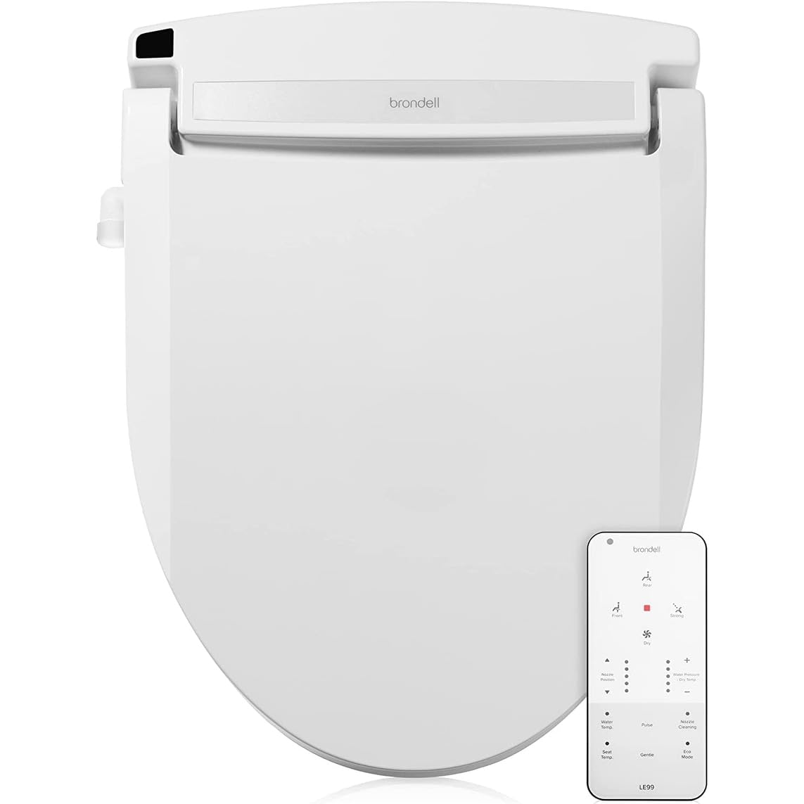 -ew Electronic Bidet Seat Fits Elongated Toilets Remote Warm Air Dryer Strong Wash Steel Nozzle White Plastic