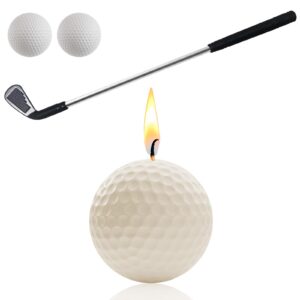 golf ball birthday candles, golf birthday party decorations, golf cake topper, mini golf club for golf sport themed birthday decorations (white, iron)