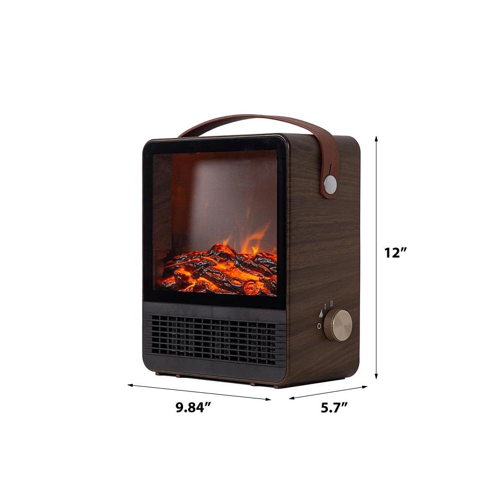 Hearth Brands Electric Fireplace Portable Space Heater with 3D Flame Effect | 1500W | Adjustable Thermostat Dial | Overheat Sensor with Auto Shut-Off | Ideal for Home, Office, Bedroom, Tabletop