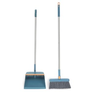 Broom and Dustpan Combo Set, Long Handled Adjustable Broom and Dustpan Set, Stainless Steel Dust Pan and Broom Set for Sweeping Home,Indoor Kitchen, Office Lobby Floor