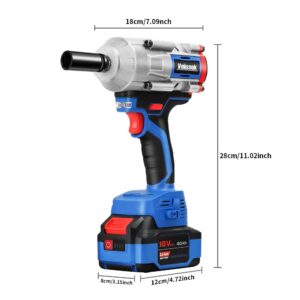 Vniissok Cordless Impact Wrench, 1000N.m(740ft-lbs) High Torque Brushless Impact Gun with 2 x 4.0Ah Batteries, Electric Impact Driver for Car Tires Truck Mower