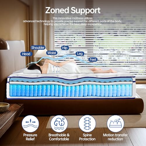 Full Mattress 12 Inch,Medium Firm,Hybrid Mattress in a Box,with Memory Foam&Thick Coil Pocket Springs,Motion Isolation&Pain Relief&Lumbar Support,Enhanced Edge Support,Certified Safe Foam&Fabrics