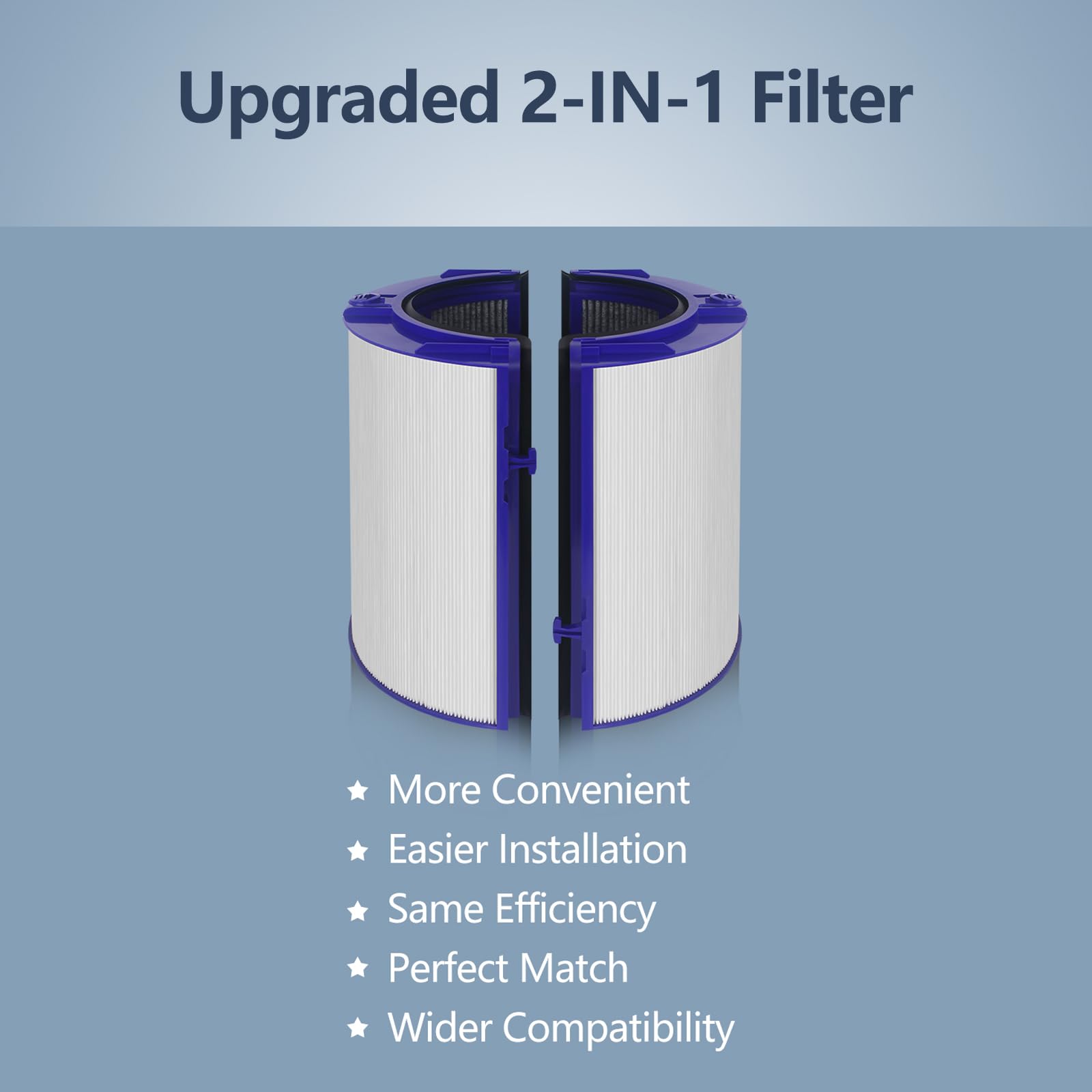 360 Combi Glass HEPA + Carbon TP07 TP09 Filter for Dyson TP04 TP06 TP07 TP09 TP10 Air Purifying Fan, 2-in-1 Filter Compatible with Dyson HP04 HP06 HP07 HP09 HP10 Purifying Tower Fan