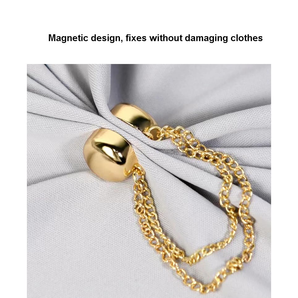 Multi-Function Magnetic Clothing Clips, 4 Packs Strongest Magnetic Strength Buttons Clips, Multi-Purpose Magnetic Pinless Brooch for Women Clothes Hijab Magnets (2Gold 2Silver, GS-4)