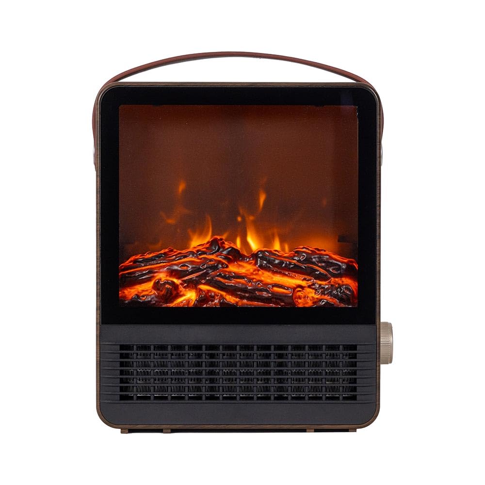 Hearth Brands Electric Fireplace Portable Space Heater with 3D Flame Effect | 1500W | Adjustable Thermostat Dial | Overheat Sensor with Auto Shut-Off | Ideal for Home, Office, Bedroom, Tabletop