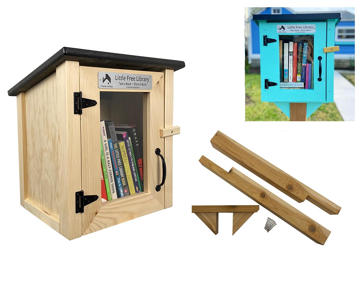 LITTLE FREE LIBRARY® Complete Bundle with Mini Library Kit, Mounting Post Kit Included, Made in America by The Nonprofit That Expands Book Access