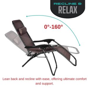 AmazingForLess Zero Gravity Lounge Chair Adjustable Outdoor Reclining Chair Folding Patio Anti-Gravity Indoor Outdoor Lounge Chair w/Pillow, Cup Holder (One Chair - NavyBlue)