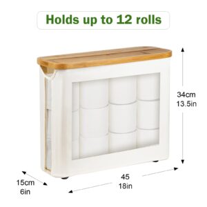 Toilet Paper Basket, Bamboo Toilet Paper Storage - The Ultimate Bathroom Organizer with Bamboo Lid, Large Toilet Paper Holder for up to 9 Mega Rolls, Toilet Paper Storage Cabinet for Bathroom