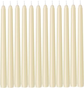 havluland taper candles 12 pack, dripless taper candle, premium classic unscented, 10 inch dinner candles set, long burning time 10 hrs, paraffin wax, ideal for church, & home decor (ivory, 12 count)