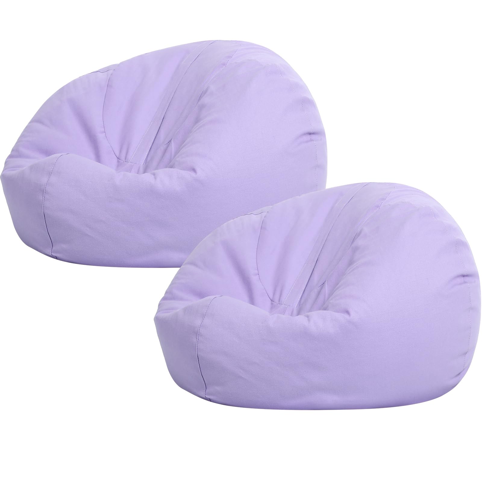 Sliner 2 Pcs Stuffed Storage Bean Bag Chair Cover for Kids Adults (no Filler) Stuffable Zipper Beanbag Cover for Organizing Plush Toys or Memory Foam (Large,Light Purple)