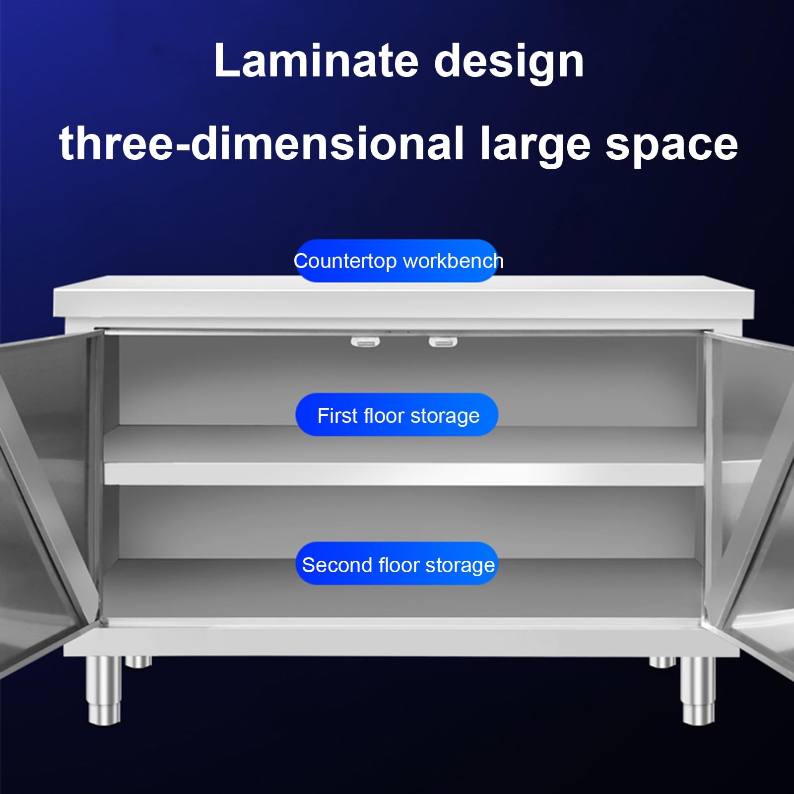 Double Door Storage Cabinet Work Table Stainless Steel Kitchen Restaurant Prep Table Multifunctional Practical Work Table Chopping Vegetables Chopping Bones Kneading Without Shaking(80x50x80cm)