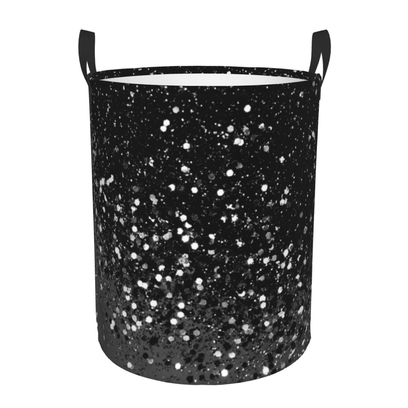 Laundry Basket Dark Gray Black Lady Glitter Collapsible Laundry Hamper With Handle Foldable Lightweight Clothes Storage Basket For Bathroom Bedroom College Dorms Small