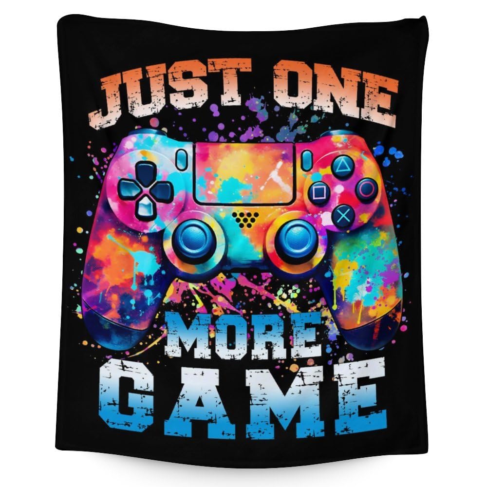 Gaming Blanket, Gamer Blanket for Boys Girls, 50 x 40 Inches Game Blanket for Kids Men, Cozy Fuzzy Flannel Throw Blanket, Colorful Soft Throws for Bed, Living Room Couch Sofa Office