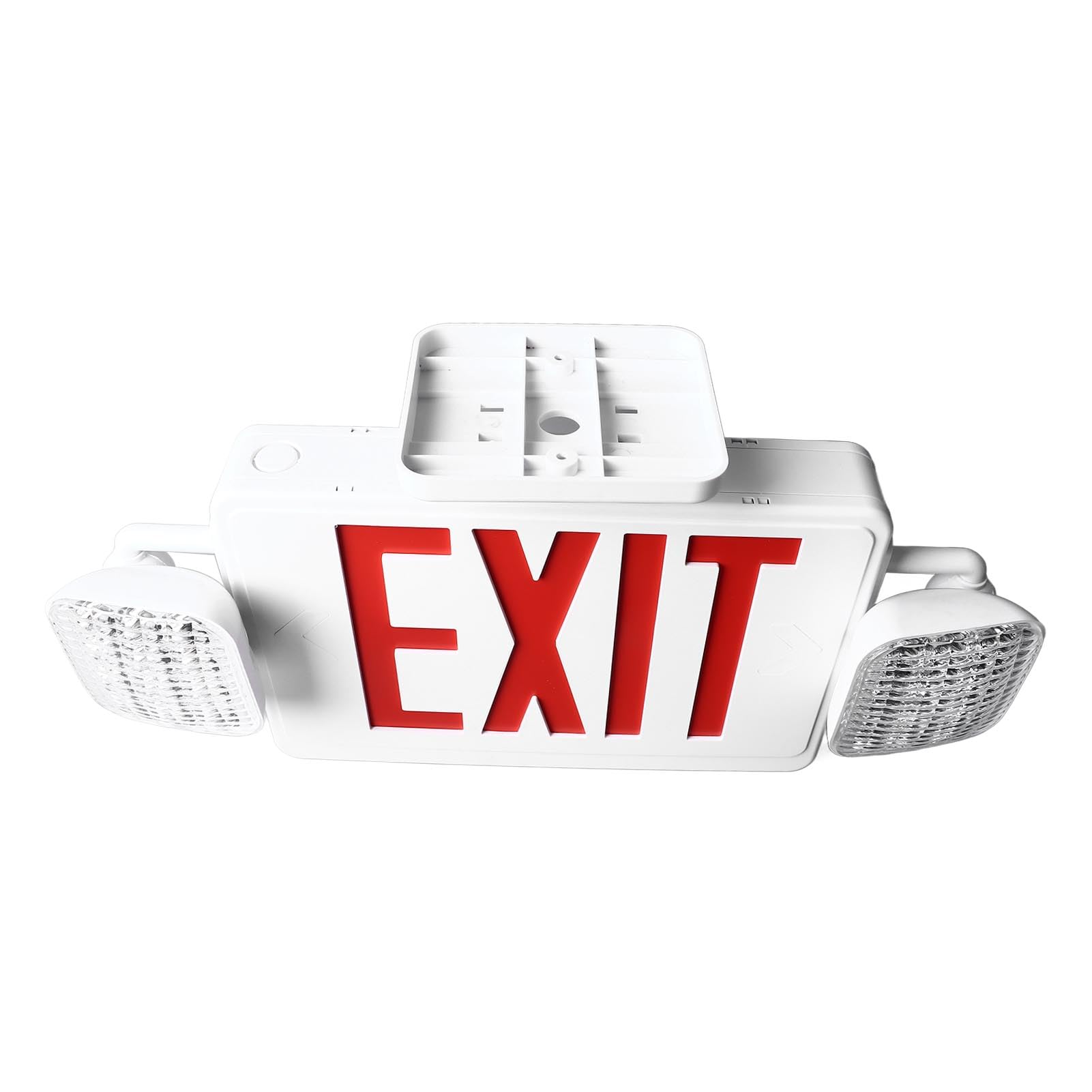 Led Exit Signs With Emergency Lights, Emergency Exit Sign With 2 Emergency Light AC85 to 265V Red Emergency Signage for Schools, Churches, Hospitals