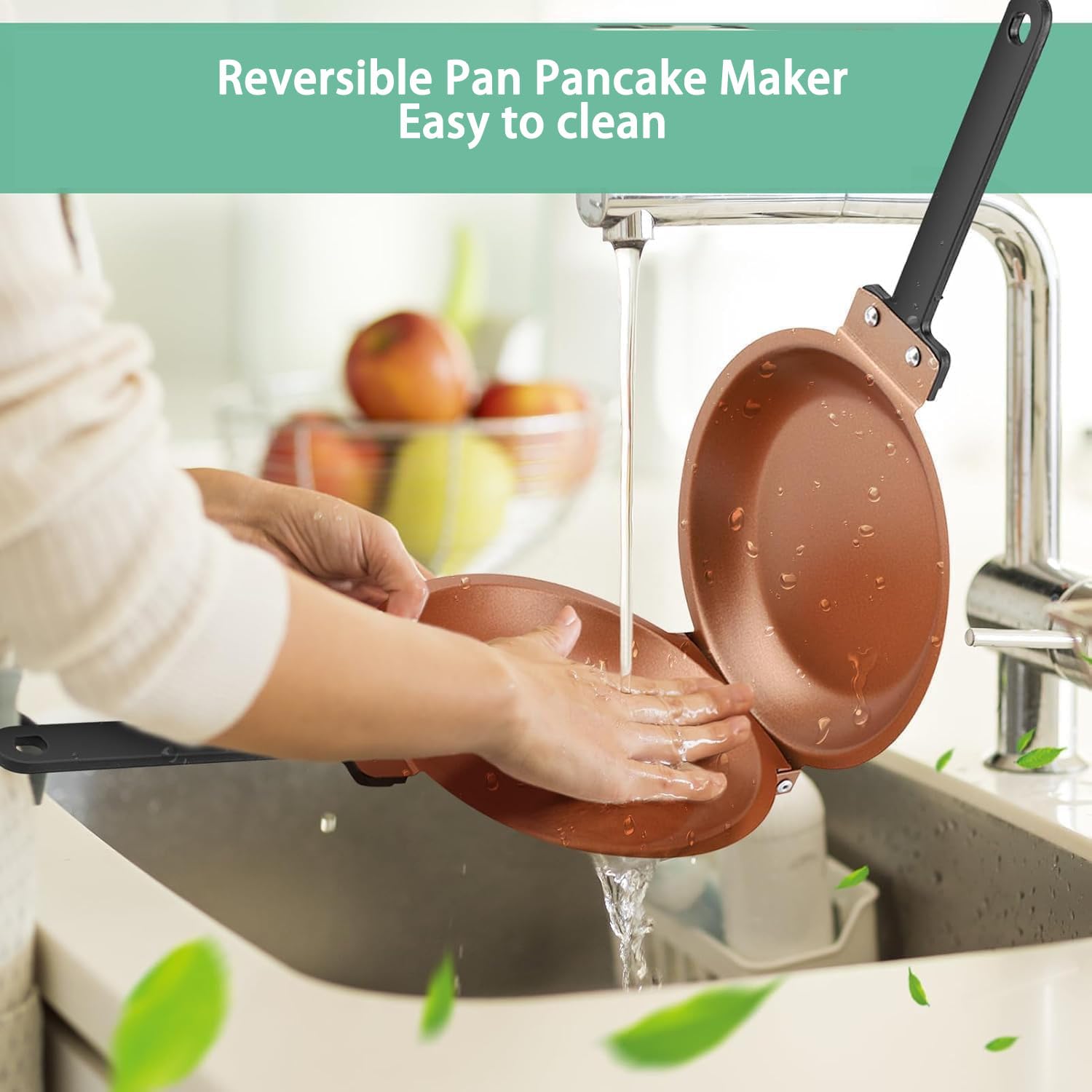 Spida Mount Flipmaster Pancake Pan, Double-Sided Non-stick Flip Pan Pancake Maker, for making toasts and omelettes (Gold)