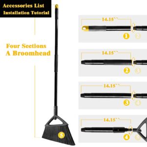 PUTNATRUE Heavy Duty Broom Outdoor and Indoor,Upgraded Commercial Broom Angle Brooms for Sweeping Indoor/Outdoor,Perfect House Kitchen Broom Garage Broom and Black Broom of Courtyard Restaurant