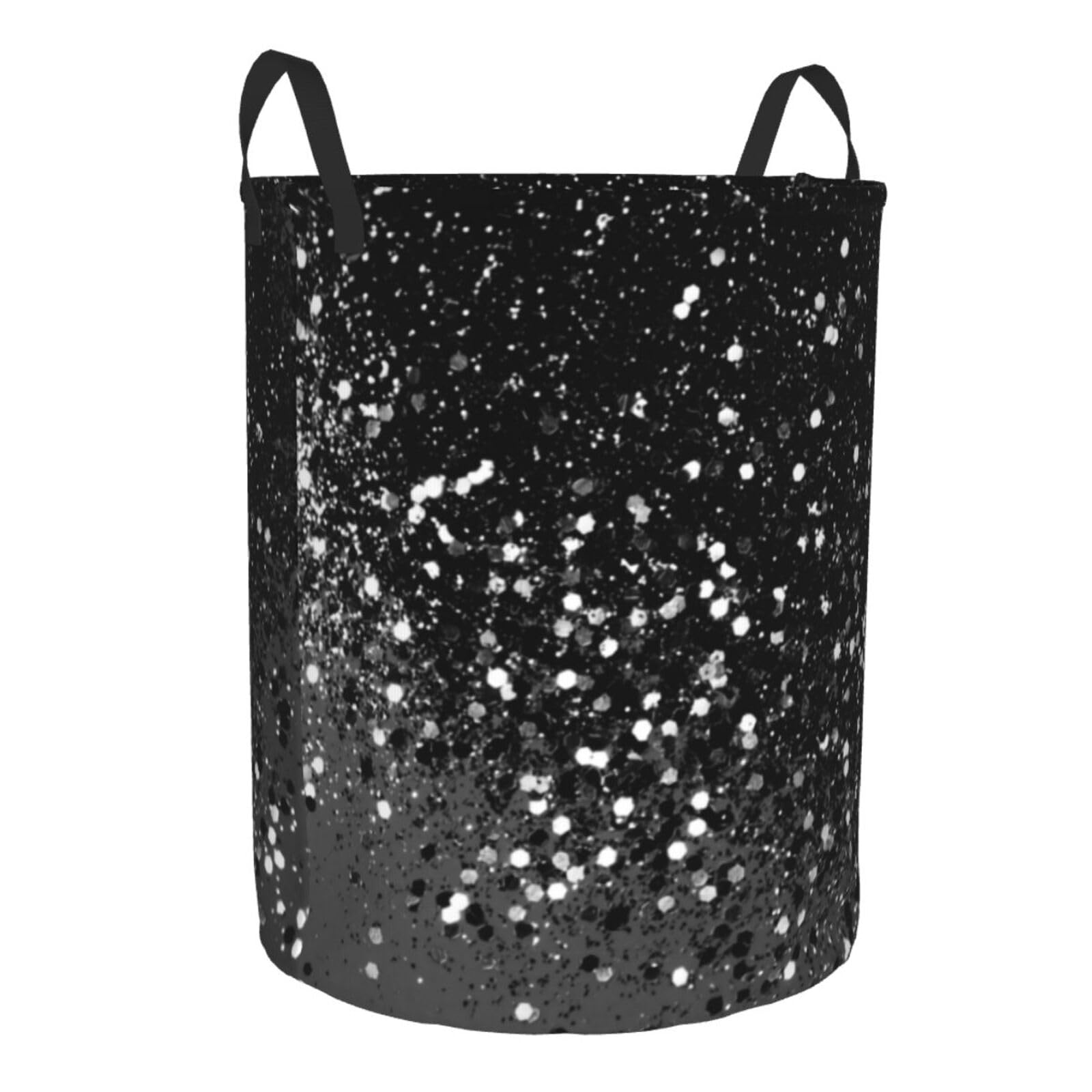 Laundry Basket Dark Gray Black Lady Glitter Collapsible Laundry Hamper With Handle Foldable Lightweight Clothes Storage Basket For Bathroom Bedroom College Dorms Small