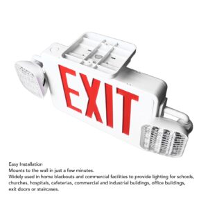 Led Exit Signs With Emergency Lights, Emergency Exit Sign With 2 Emergency Light AC85 to 265V Red Emergency Signage for Schools, Churches, Hospitals