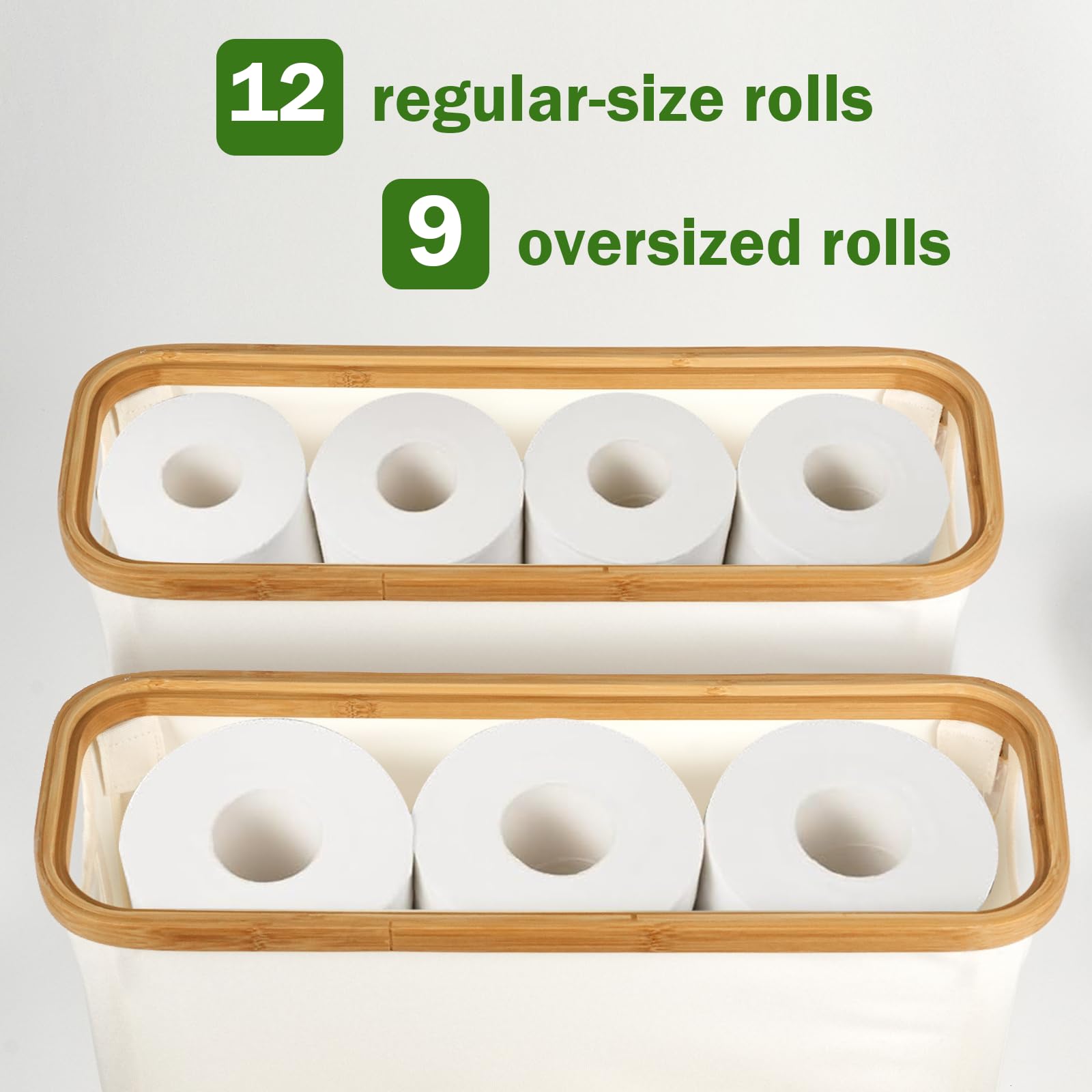 Toilet Paper Basket, Bamboo Toilet Paper Storage - The Ultimate Bathroom Organizer with Bamboo Lid, Large Toilet Paper Holder for up to 9 Mega Rolls, Toilet Paper Storage Cabinet for Bathroom