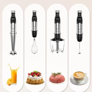 KOIOS Immersion Blender, 1100W Trigger Variable Speed Hand Blender, 5-in-1 Immersion Blender Handheld, Anti-scratch Stick Blender with Chopper, Whisk, Beaker and Frother, Non-BPA