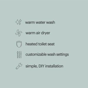 -ew Electronic Bidet Seat Fits Elongated Toilets Remote Warm Air Dryer Strong Wash Steel Nozzle White Plastic