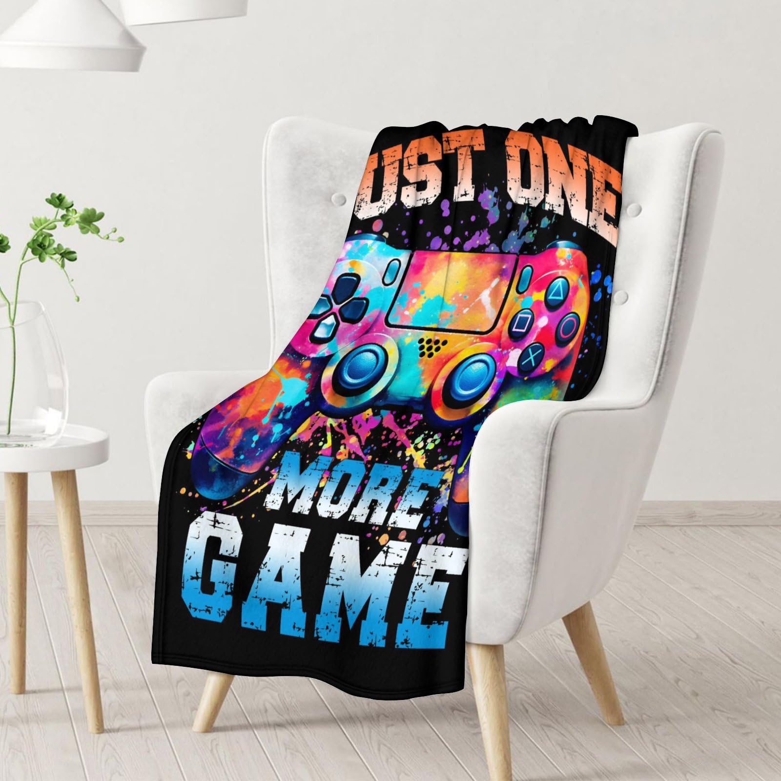 Gaming Blanket, Gamer Blanket for Boys Girls, 50 x 40 Inches Game Blanket for Kids Men, Cozy Fuzzy Flannel Throw Blanket, Colorful Soft Throws for Bed, Living Room Couch Sofa Office