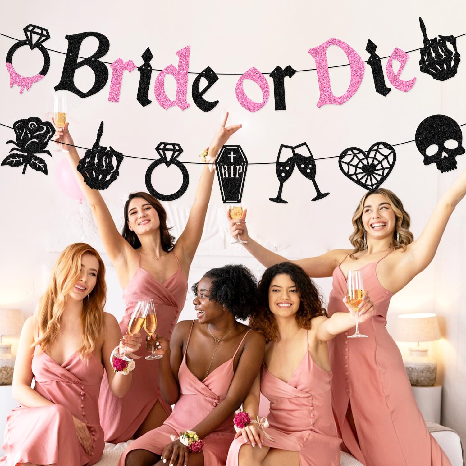 Bride or Die Banner Halloween Bachelorette Party Decorations Rip Single Life Banner Bachelorette Backdrop Death Theme Bridal Shower Wedding Engagement Party Supplies