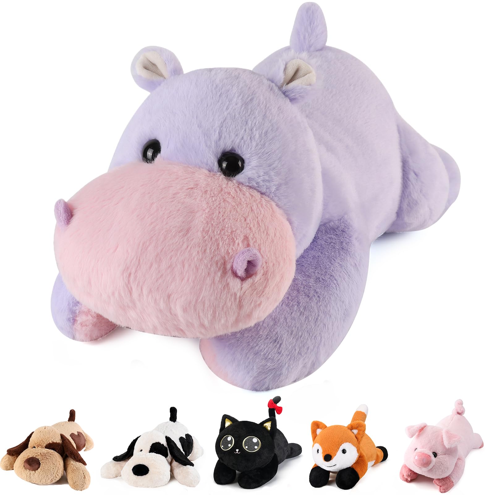 meowtastic Hippo Weighted Stuffed Animals - 22 Inch 4.5 Pounds Weighted Plush Hippo Stuffed Animals - Big Stuffed Hippo Weighted Plush Pillow - Cute Plush Toys Gifts for Kids & Adults (22" 4.5 lbs)