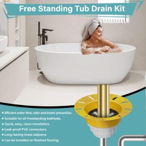 Drain for Freestanding Bathtub, Durable Free Standing Tub Drain Kit, Easy Installation, Leak-Proof, Free Standing Bathtub Drains with ABS Adapter-Compatible with Freestanding/Floor Mounted Bathtub